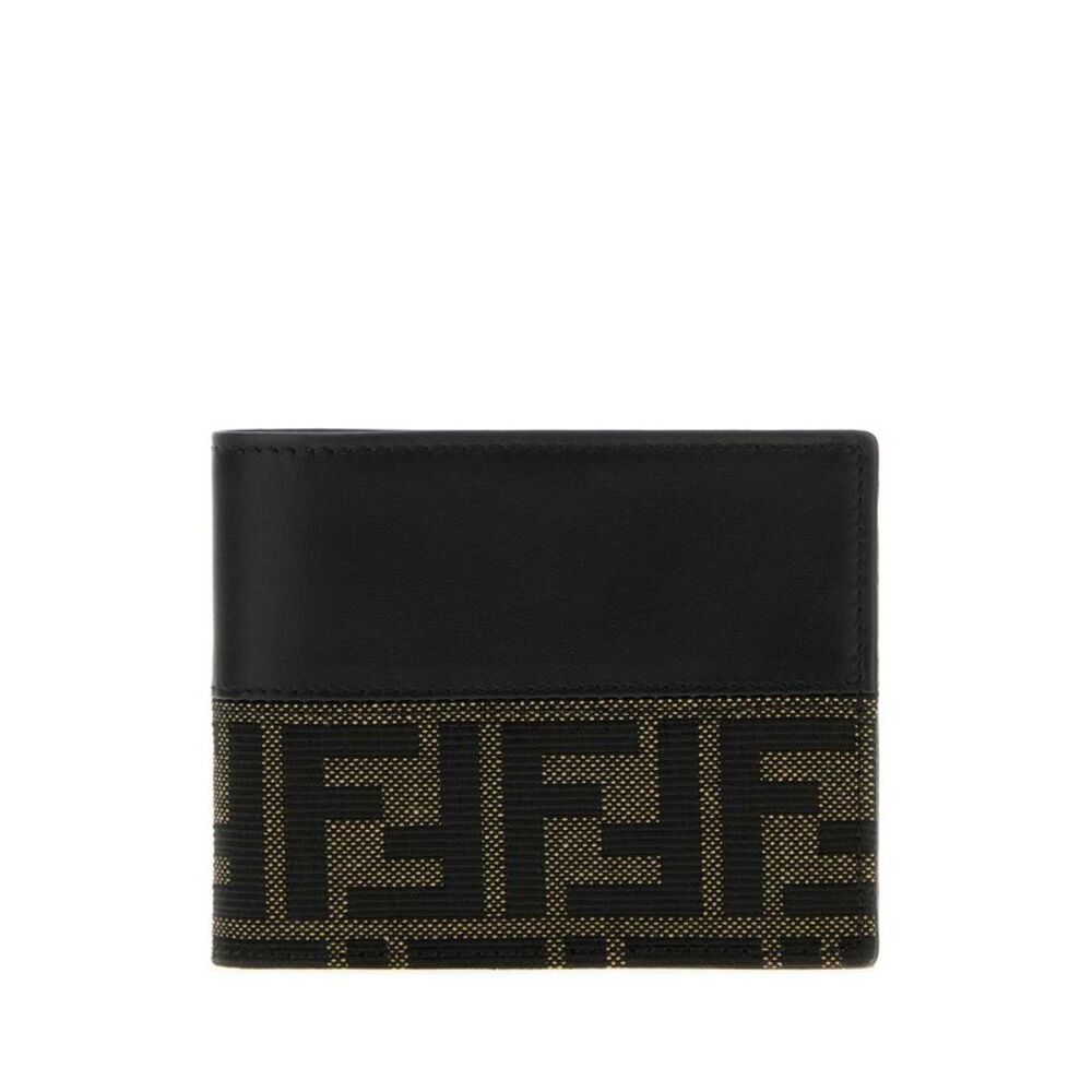 Fendi Men Two-Tone Jacquard And Leather Ff Wallet